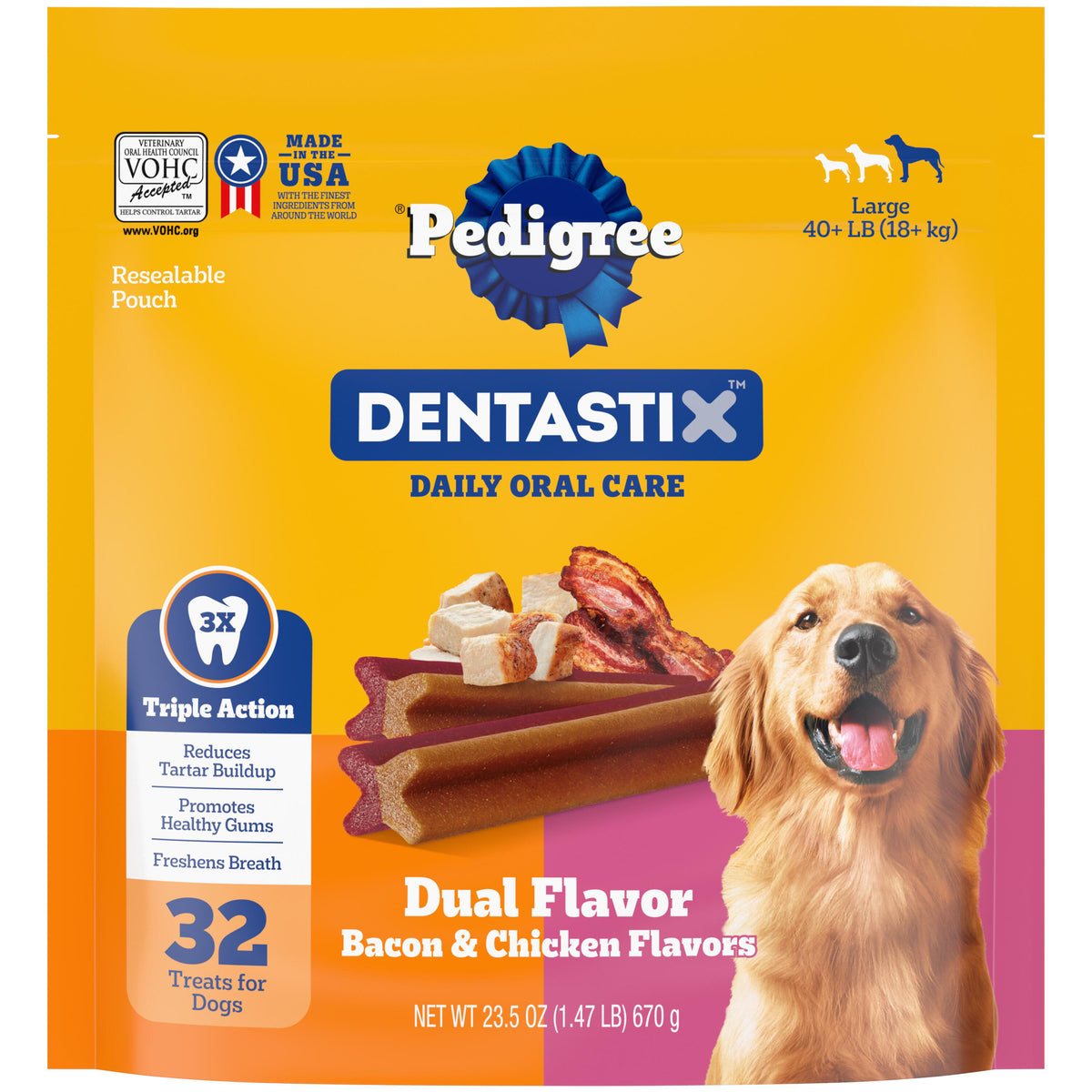 Pedigree Dentastix Large Dual Flavor Dental Treats 32 ct