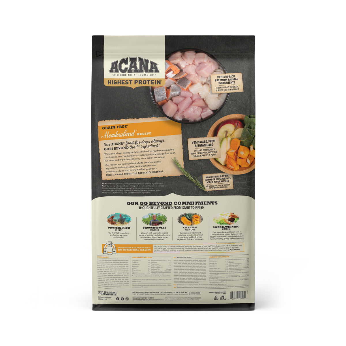 Acana Highest Protein Meadowland Recipe Grain-Free Dry Dog Food 25 lb
