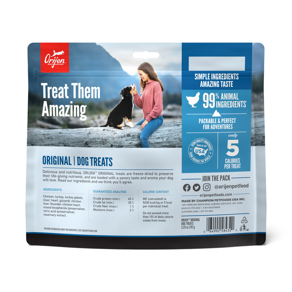 Orijen Biologically Appropriate Poultry & Monkfish Freeze-Dried Dog Treats 3.25oz