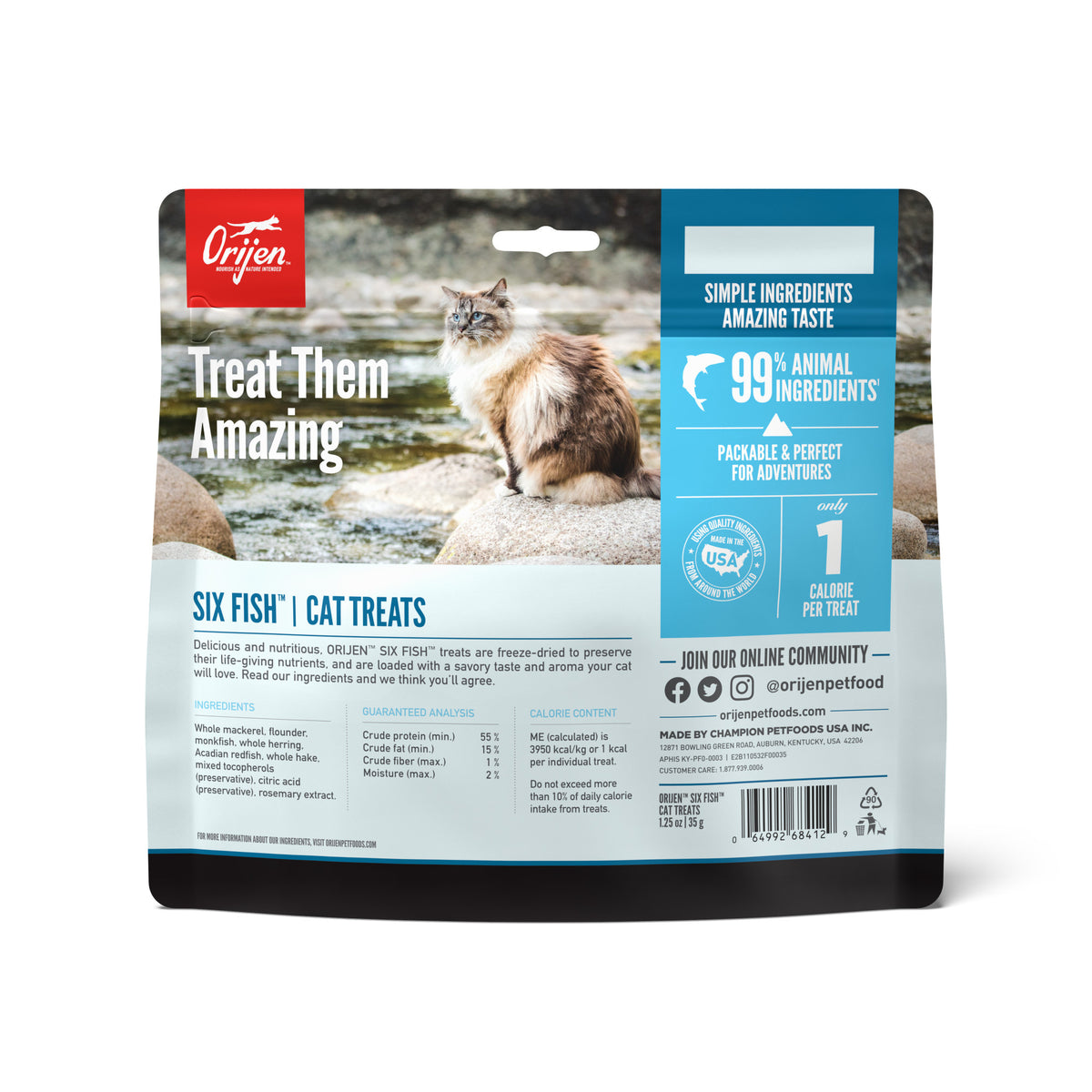 Orijen Biologically Appropriate Six Fish Freeze-Dried Cat Treats 1.25 oz