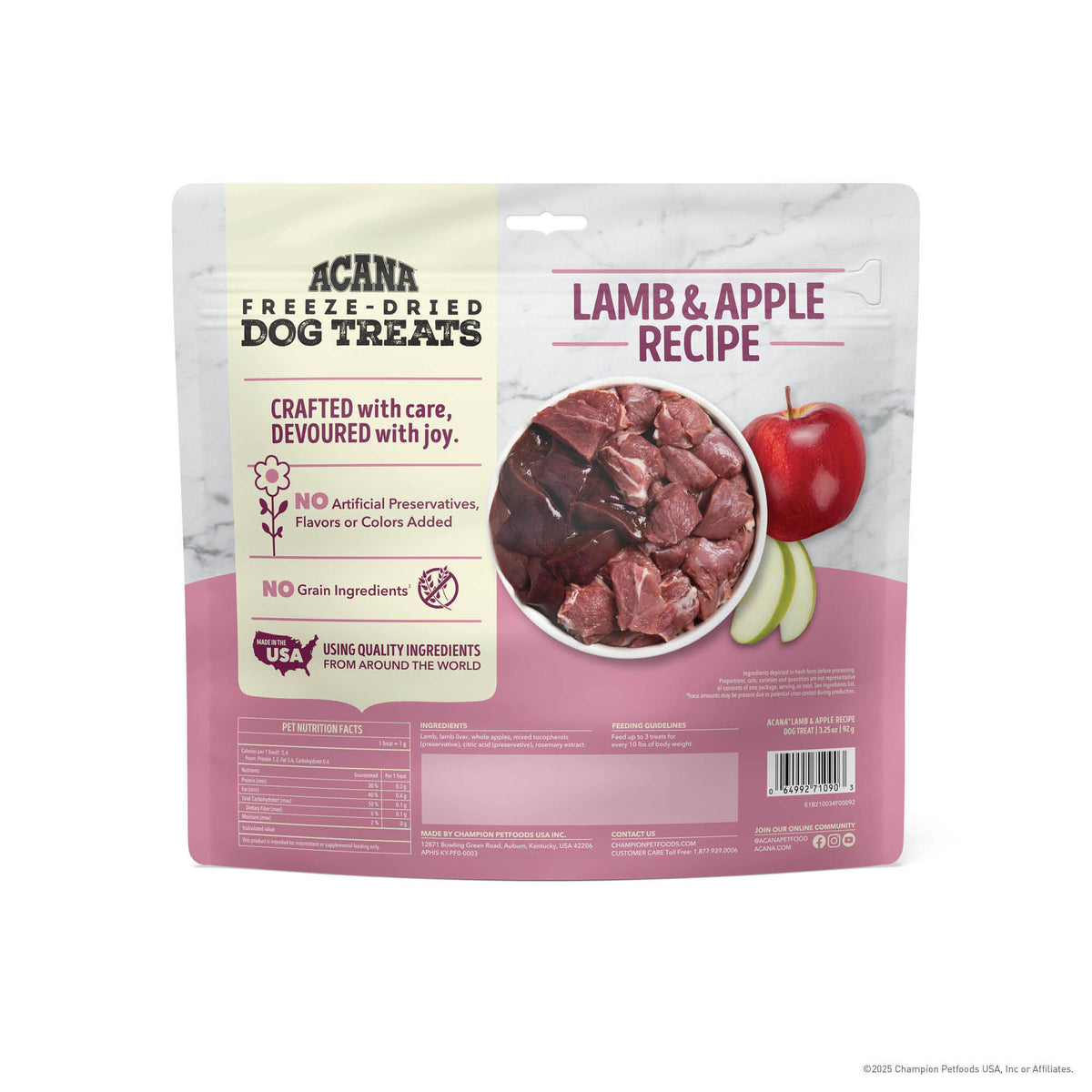 Acana Freeze-Dried Dog Treats Lamb & Apple Recipe 3.25 oz