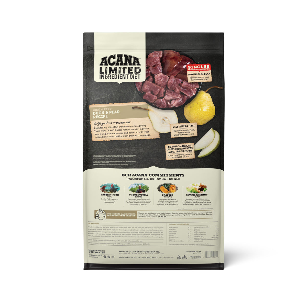 Acana Limited Ingredient Duck & Pear Recipe Dry Dog Food 22.5 lb