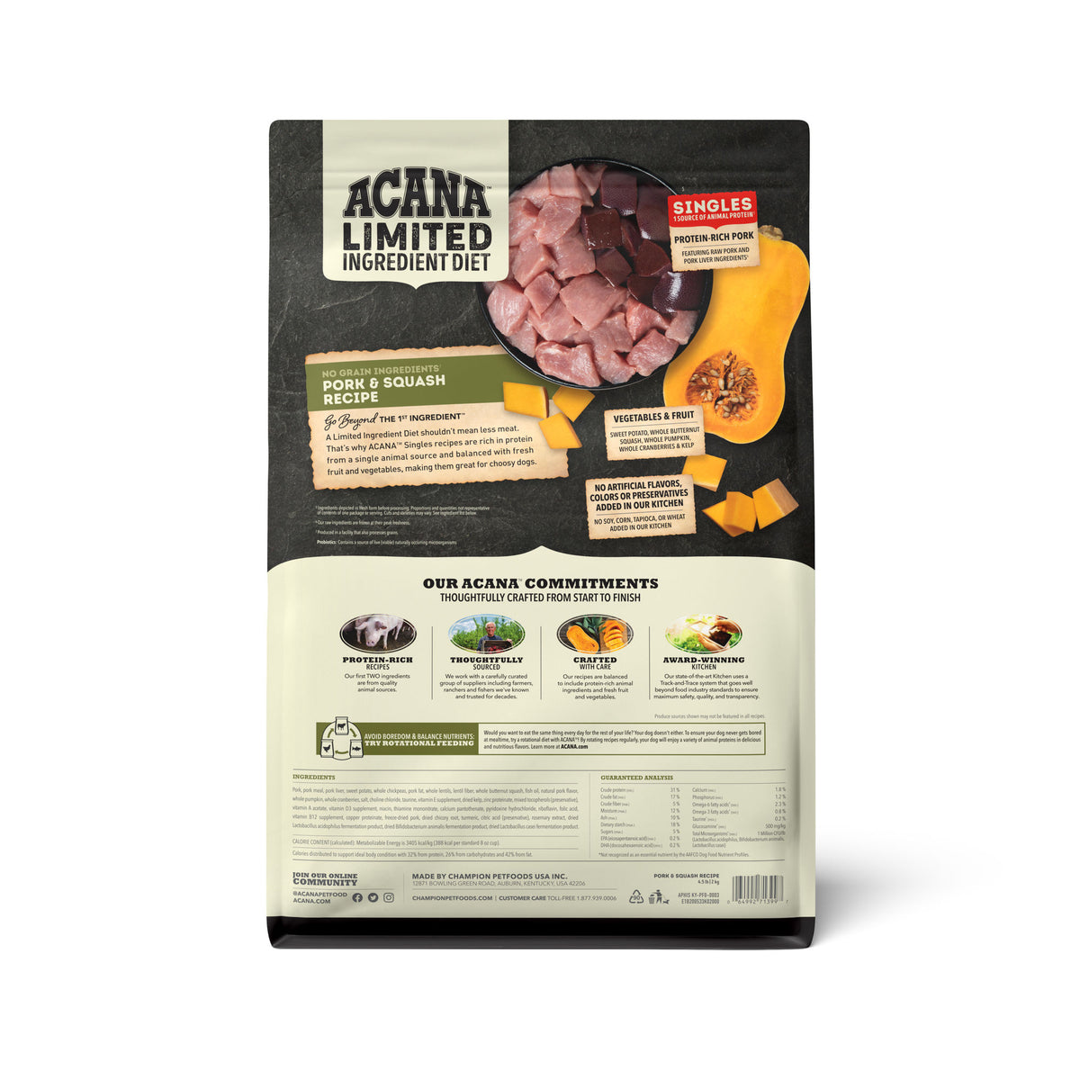 Acana Limited Ingredient Diet Grain-Free Pork & Squash Recipe Dry Dog Food 22.5 lb