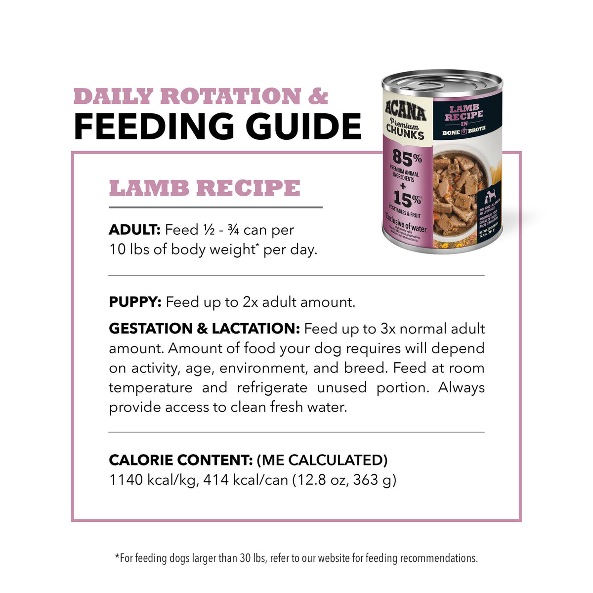 Acana Premium Chunks Lamb Recipe in Bone Broth for Dogs