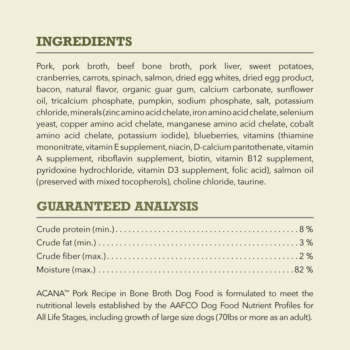 Acana Premium Chunks Pork Recipe in Bone Broth For Dogs