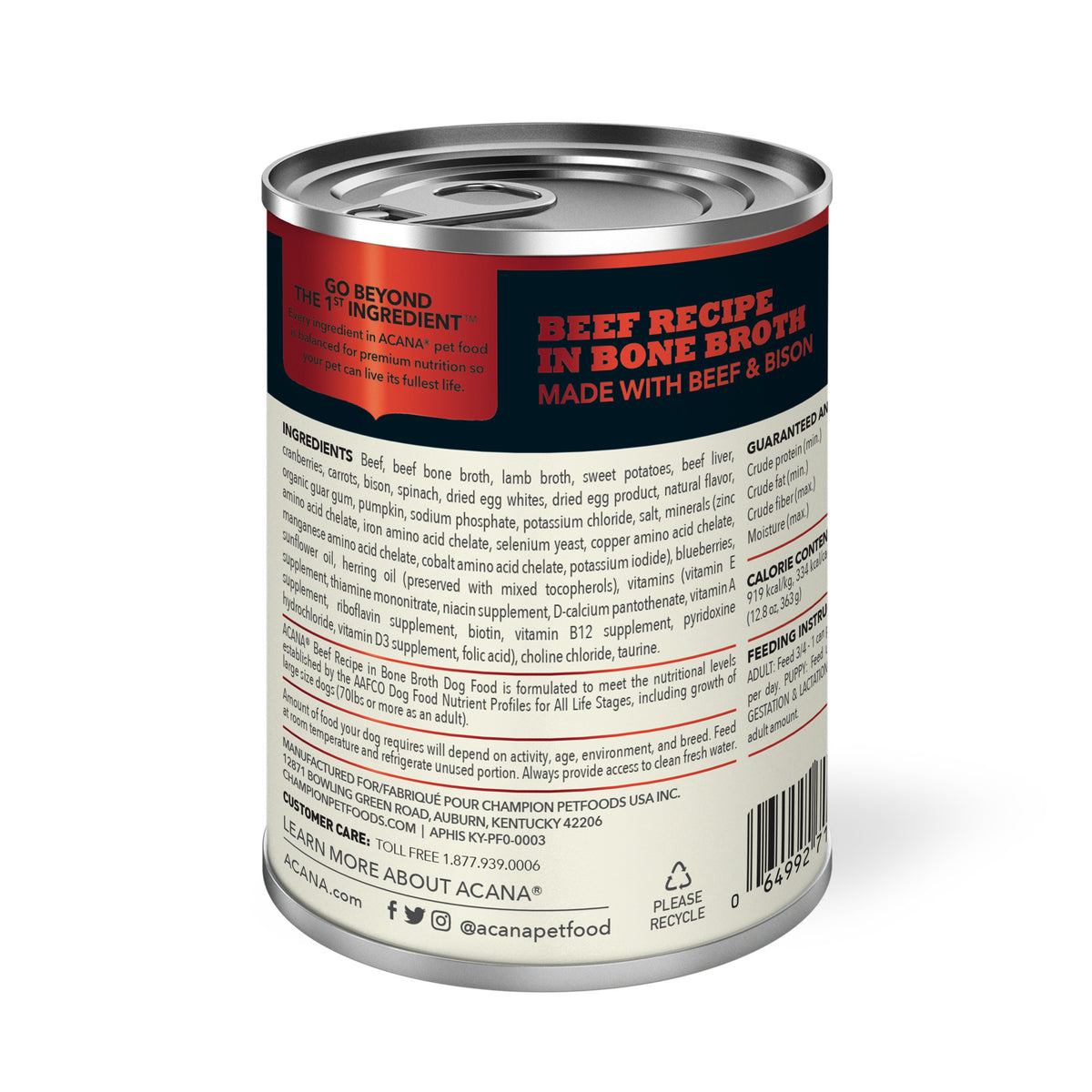 Acana Premium Chunks Beef Recipe In Bone Broth Wet Dog Food