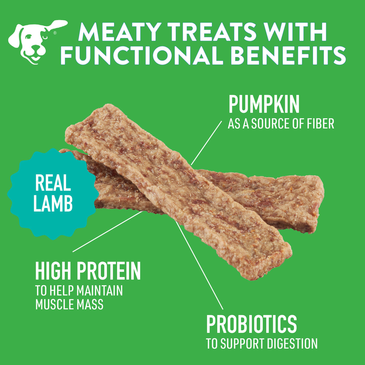 Dogswell Gut Health Jerky Dog Treats, Lamb Recipe 10 oz