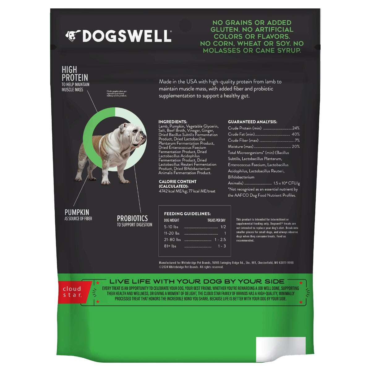 Dogswell Gut Health Jerky Dog Treats, Lamb Recipe 10 oz