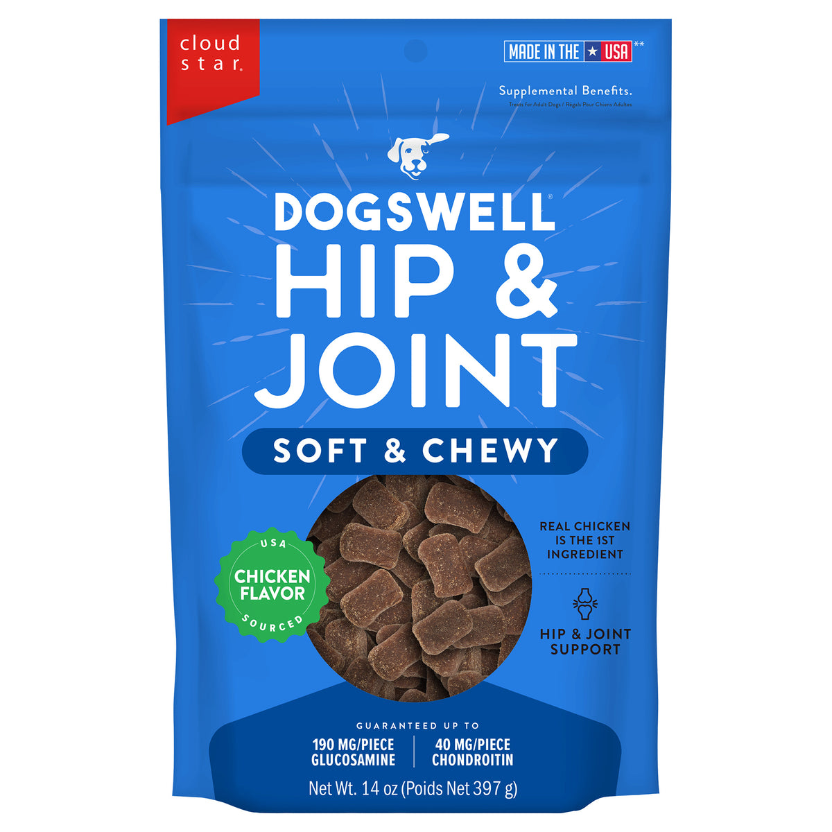 Dogswell Hip and Joint Soft & Chewy Dog Treats, Chicken Recipe 14 oz