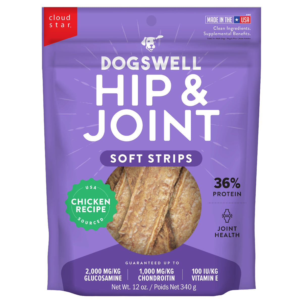 Dogswell Soft Strips Hip & Joint Chicken Recipe Grain-Free Dog Treats