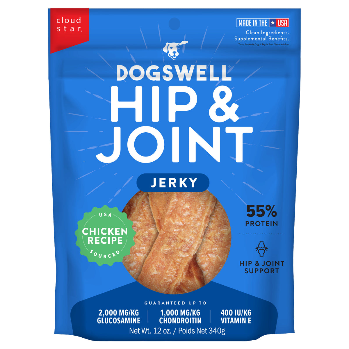 Dogswell Jerky Hip & Joint Chicken Recipe Grain-Free Dog Treats