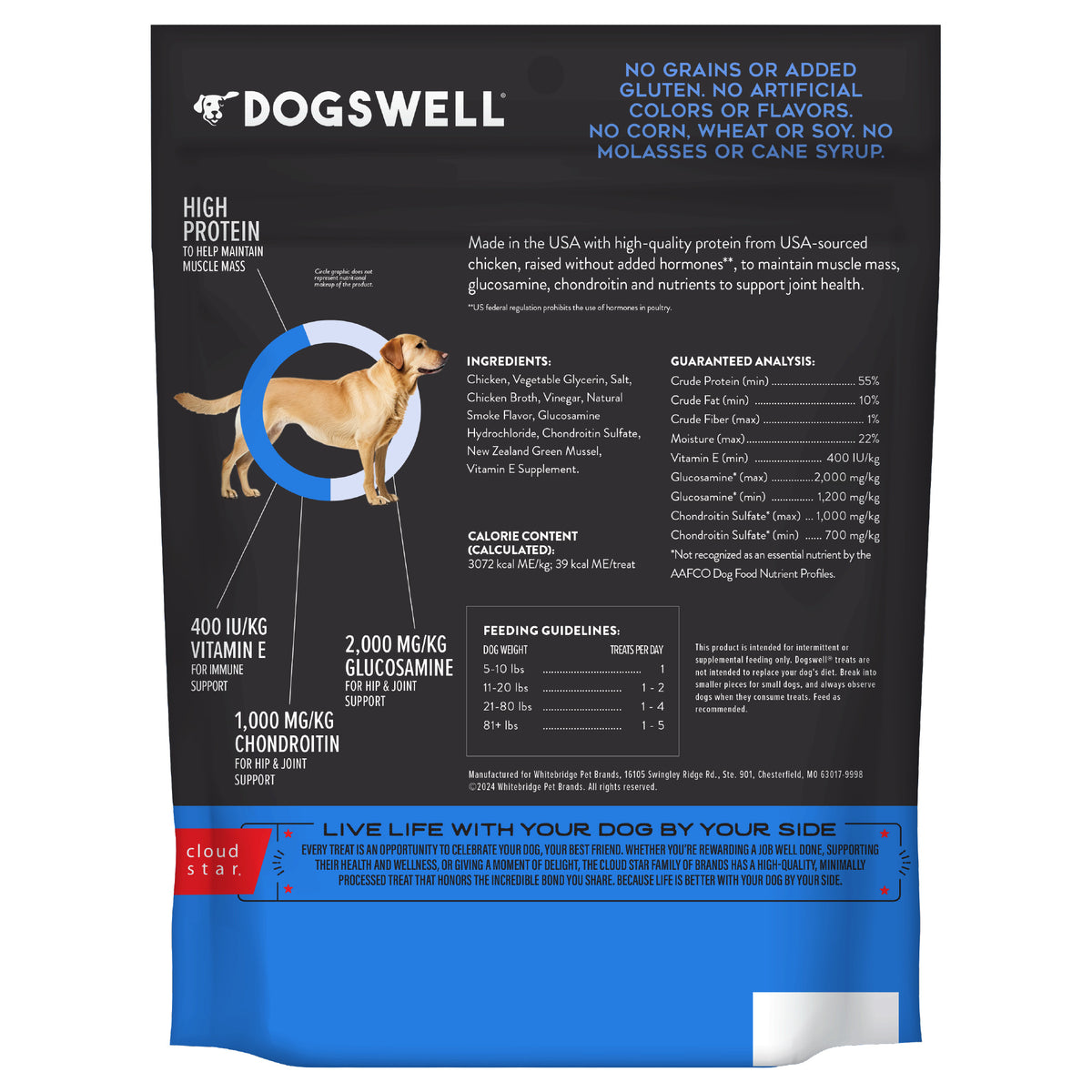 Dogswell Jerky Hip & Joint Chicken Recipe Grain-Free Dog Treats