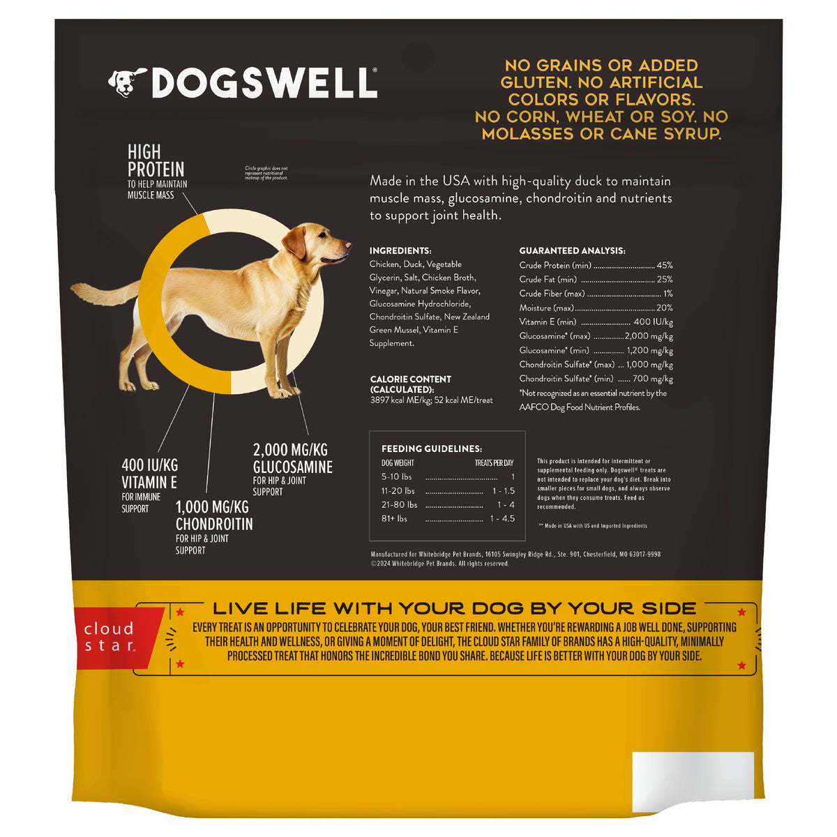 Dogswell Jerky Hip & Joint Duck Recipe Grain-Free Dog Treats 20 oz