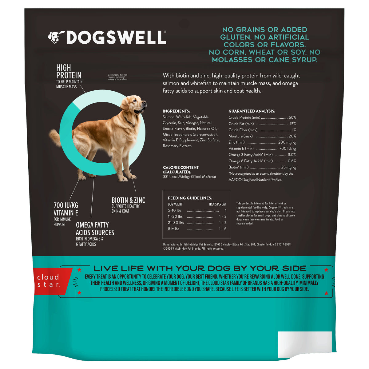 Dogswell Skin & Coat Salmon Recipe Jerky Dog Treats 18 oz