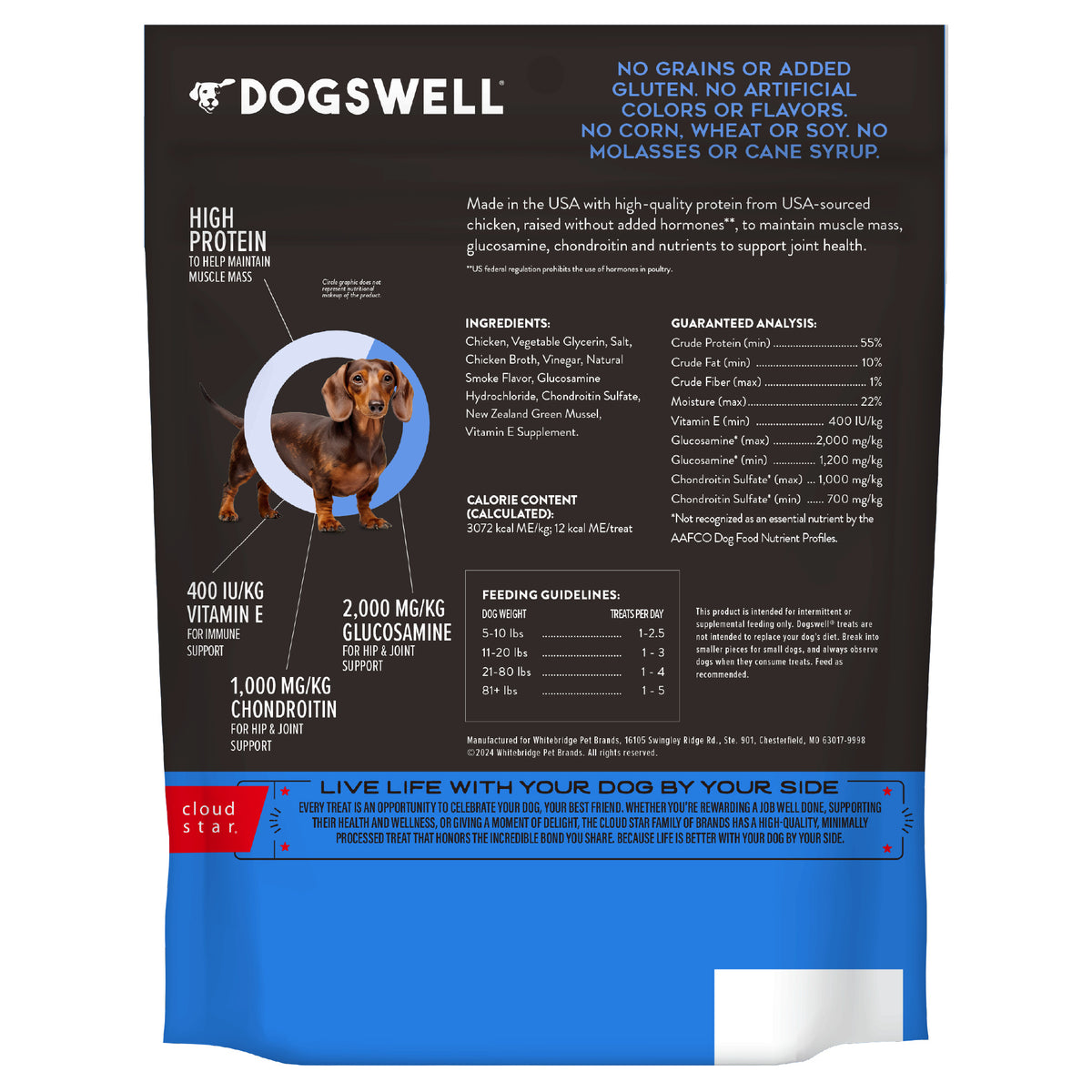 Dogswell Mini Jerky Hip & Joint Chicken Recipe Grain-Free Dog Treats 4 oz