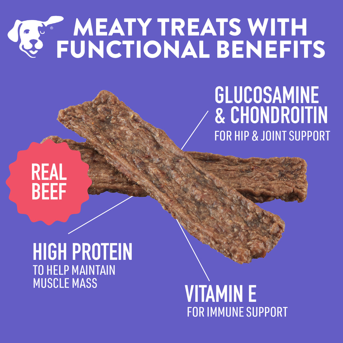 Dogswell Jerky Hip & Joint Beef Recipe Grain-Free Dog Treats 10 oz