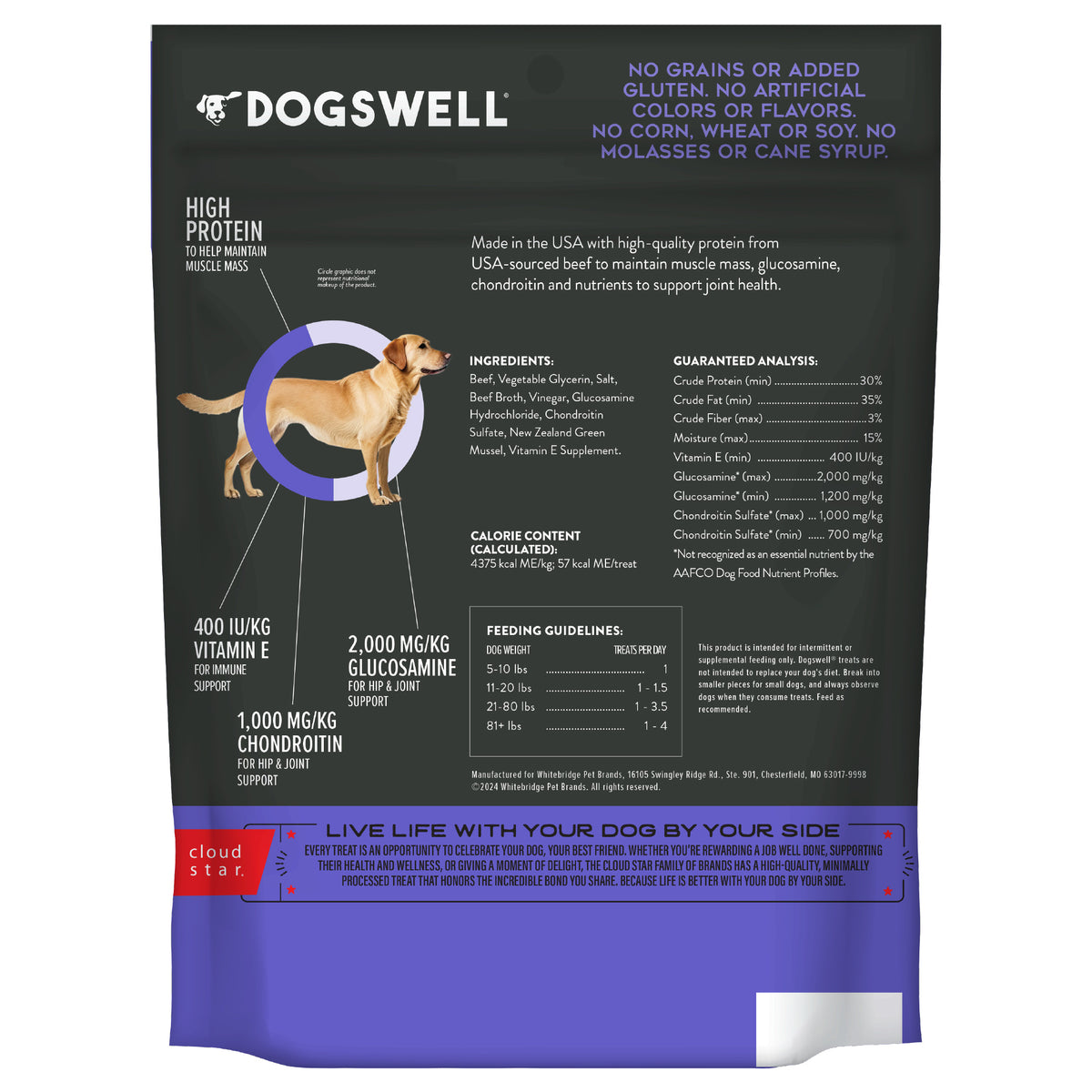 Dogswell Jerky Hip & Joint Beef Recipe Grain-Free Dog Treats 10 oz