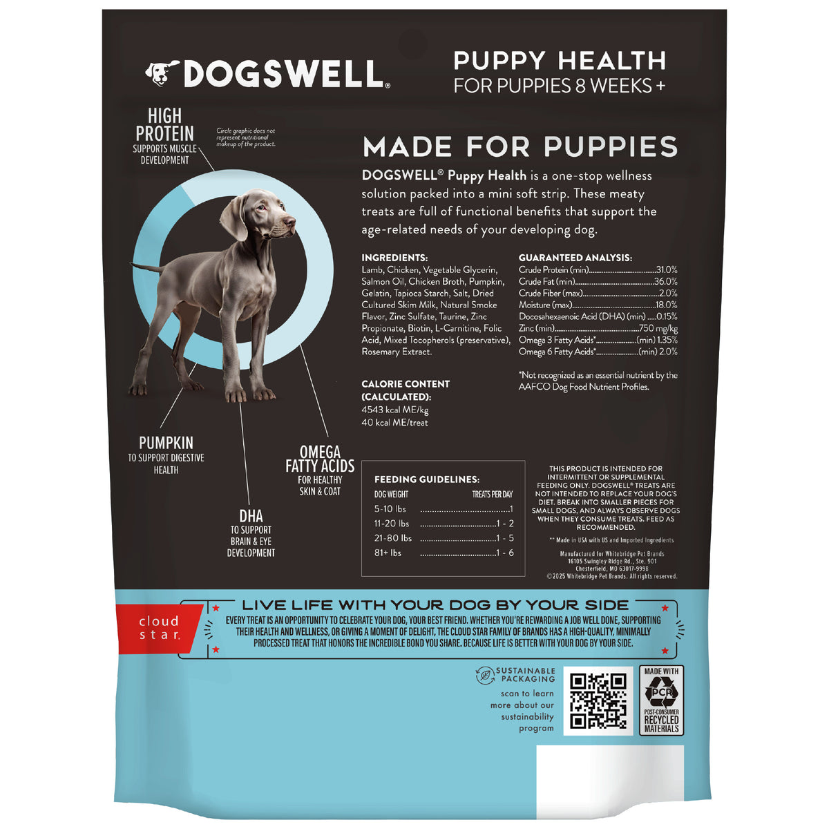 Dogswell Puppy Health Mini Soft Strip Dog Treats, Lamb Recipe 10 oz