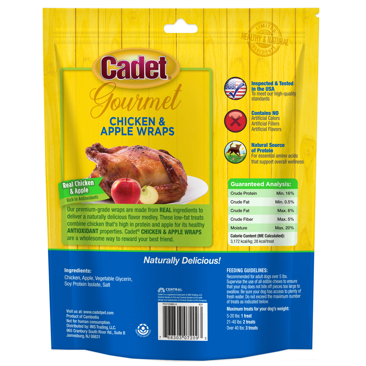 Cadet Premium Gourmet Chicken & Apple Wraps Dog Treats 14 oz