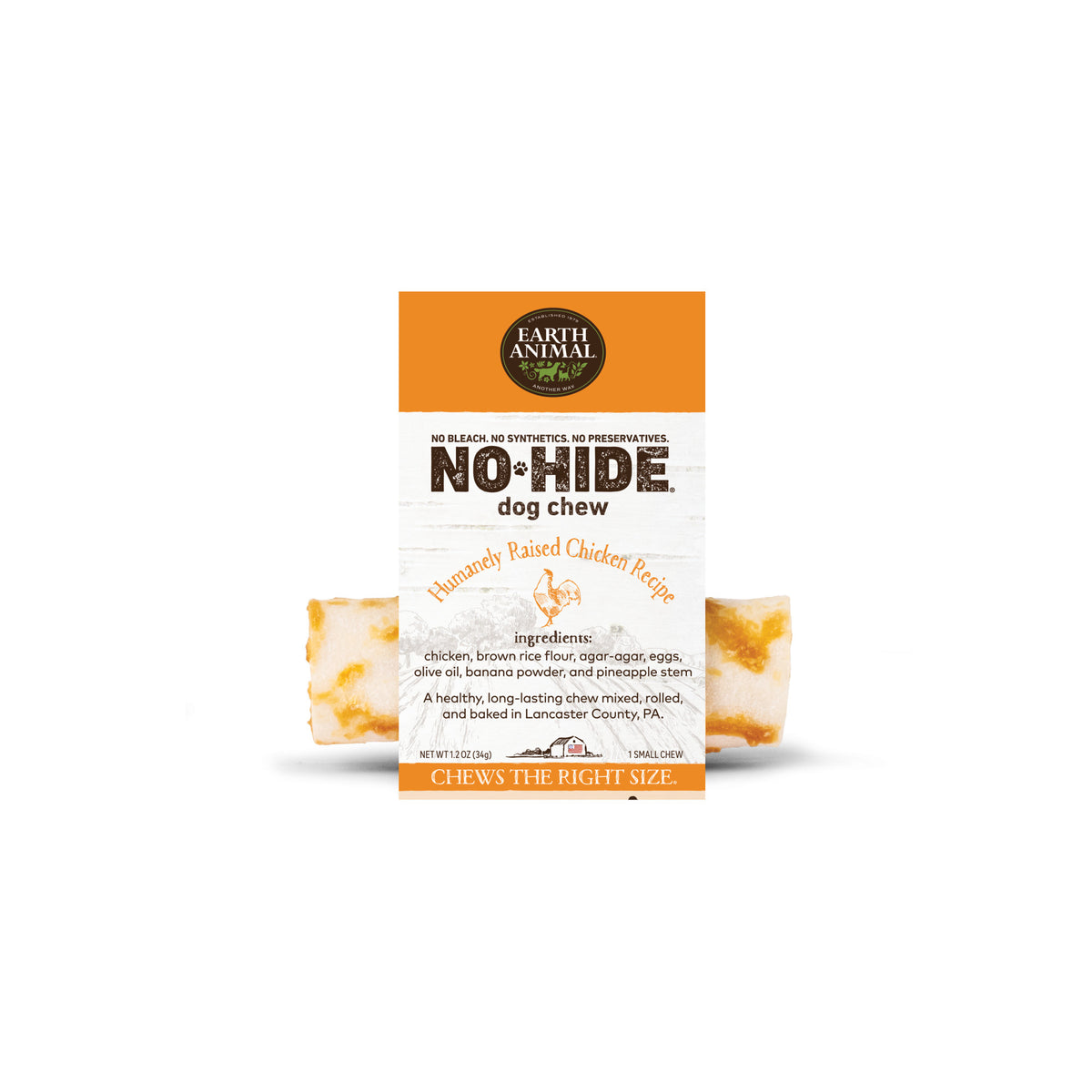 EARTH ANIMAL 4 in No-Hide Chicken Chew For Dogs