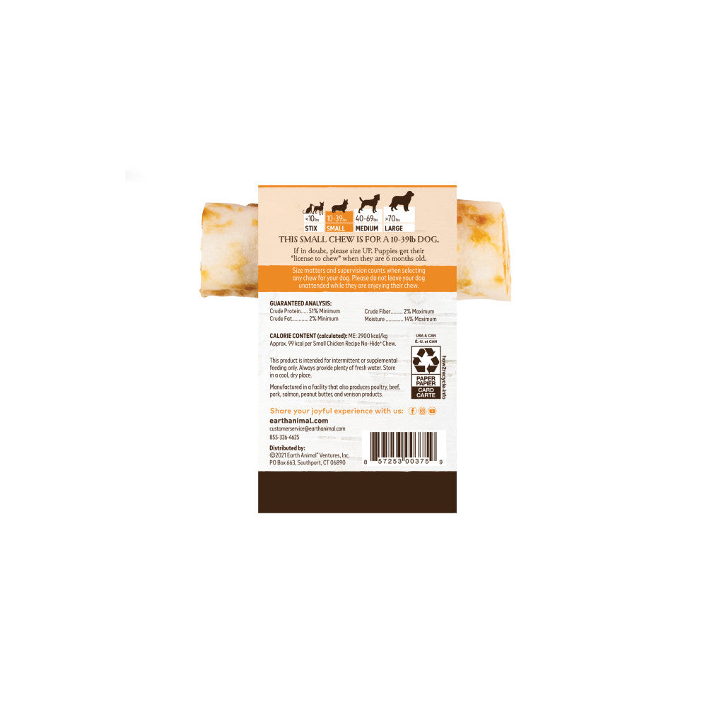 EARTH ANIMAL 4 in No-Hide Chicken Chew For Dogs