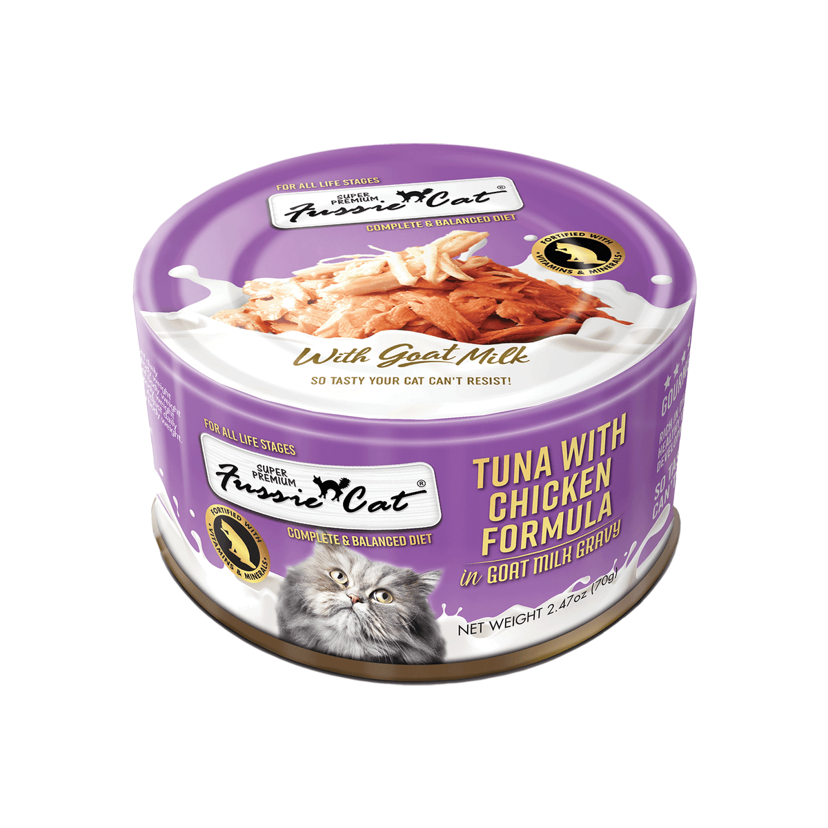 Fussie Cat Tuna with Chicken Formula in Goat Milk Gravy Canned Cat Food