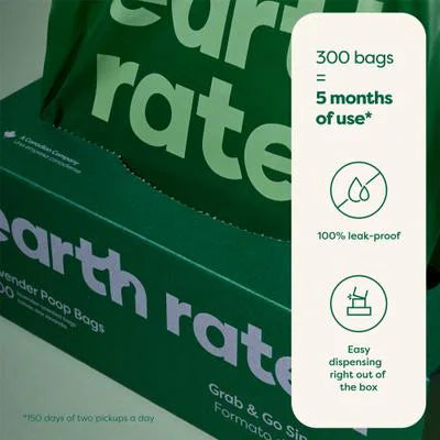 Earth Rated Lavender Scented Grab & Go Dog Waste Bags 300 pk