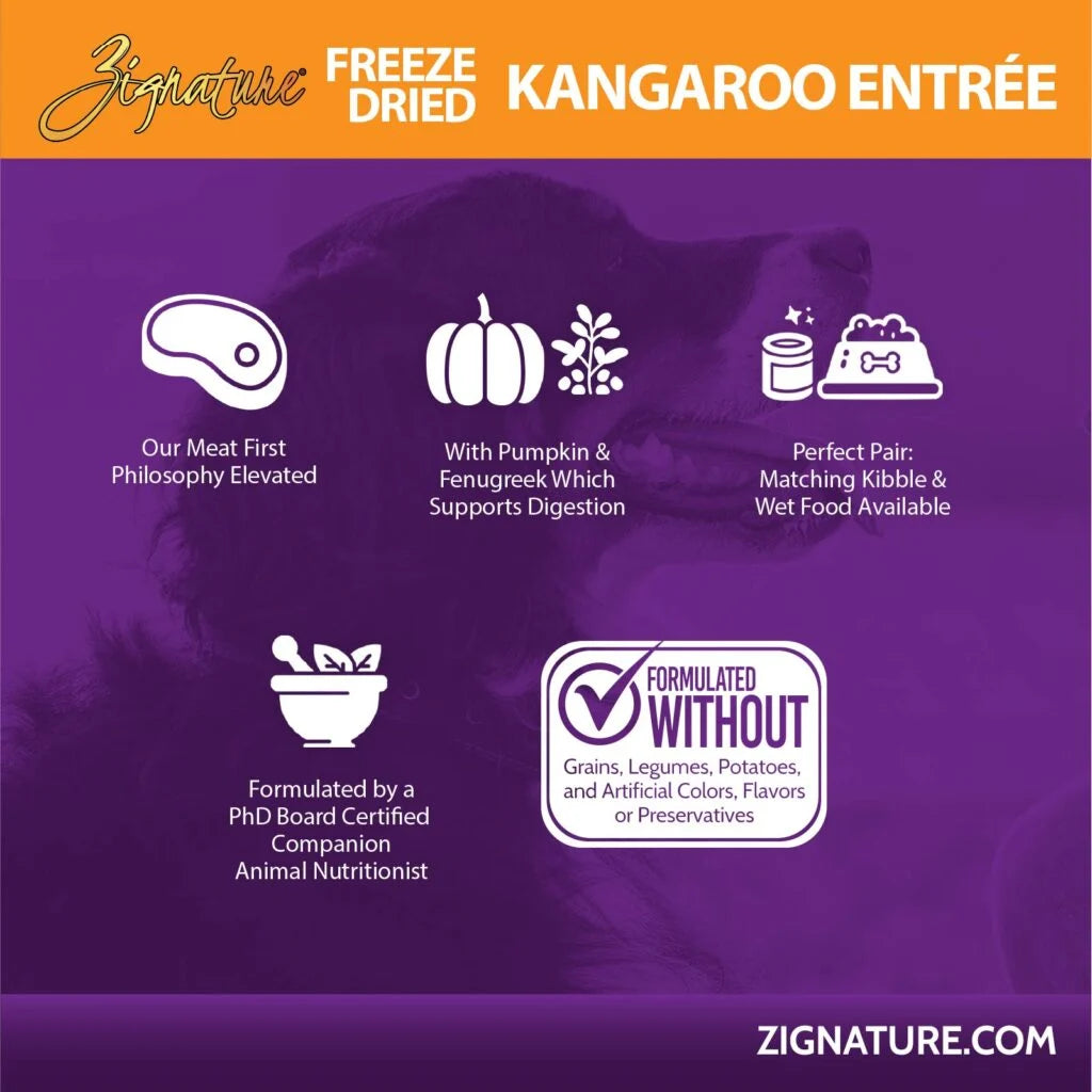 Zignature Freeze Dried Kangaroo Entrée Grain-Free Dog Food 4 oz