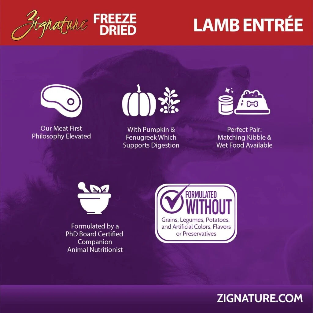 Zignature Freeze Dried Lamb Entrée Grain-Free Dog Food 4 oz