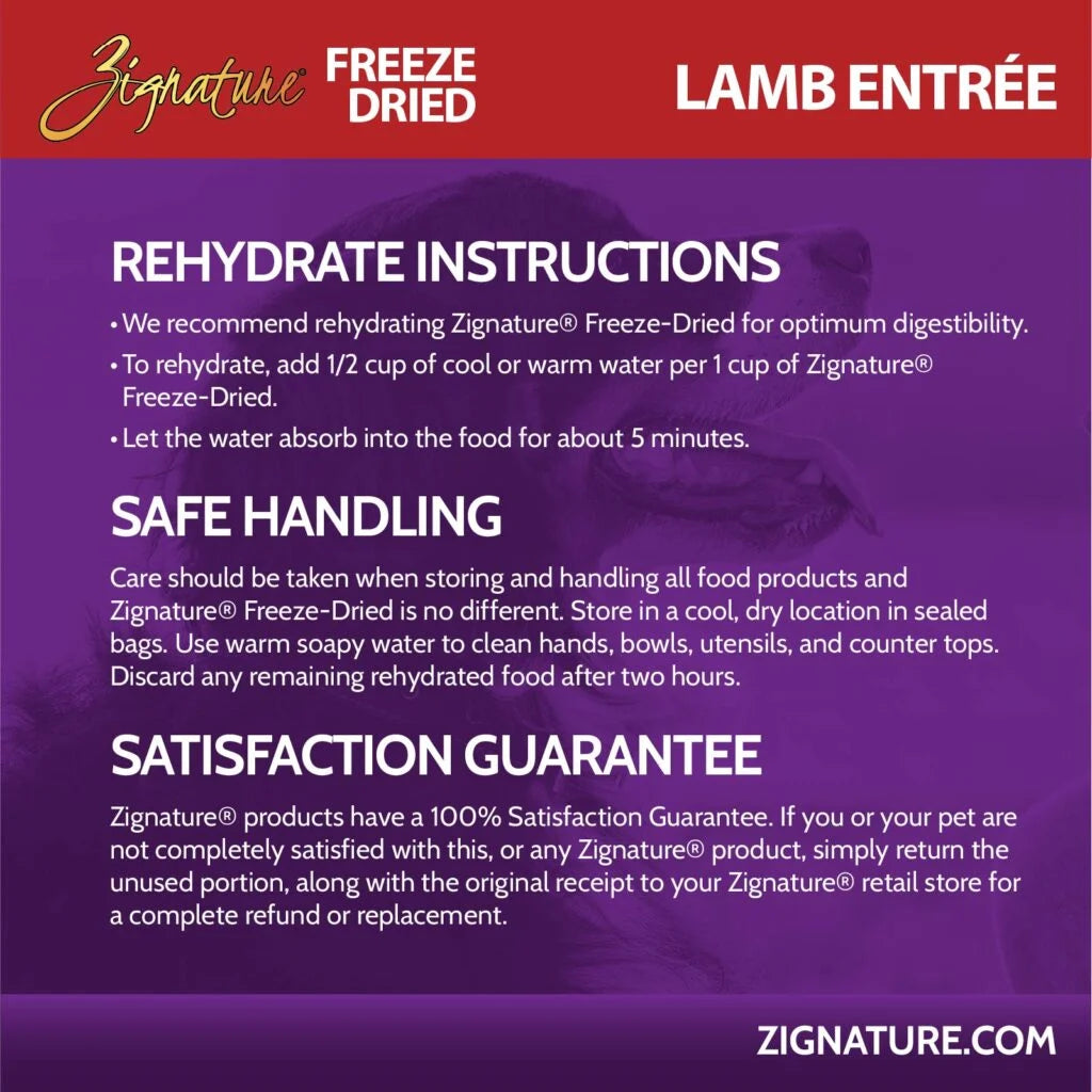 Zignature Freeze Dried Lamb Entrée Grain-Free Dog Food 4 oz