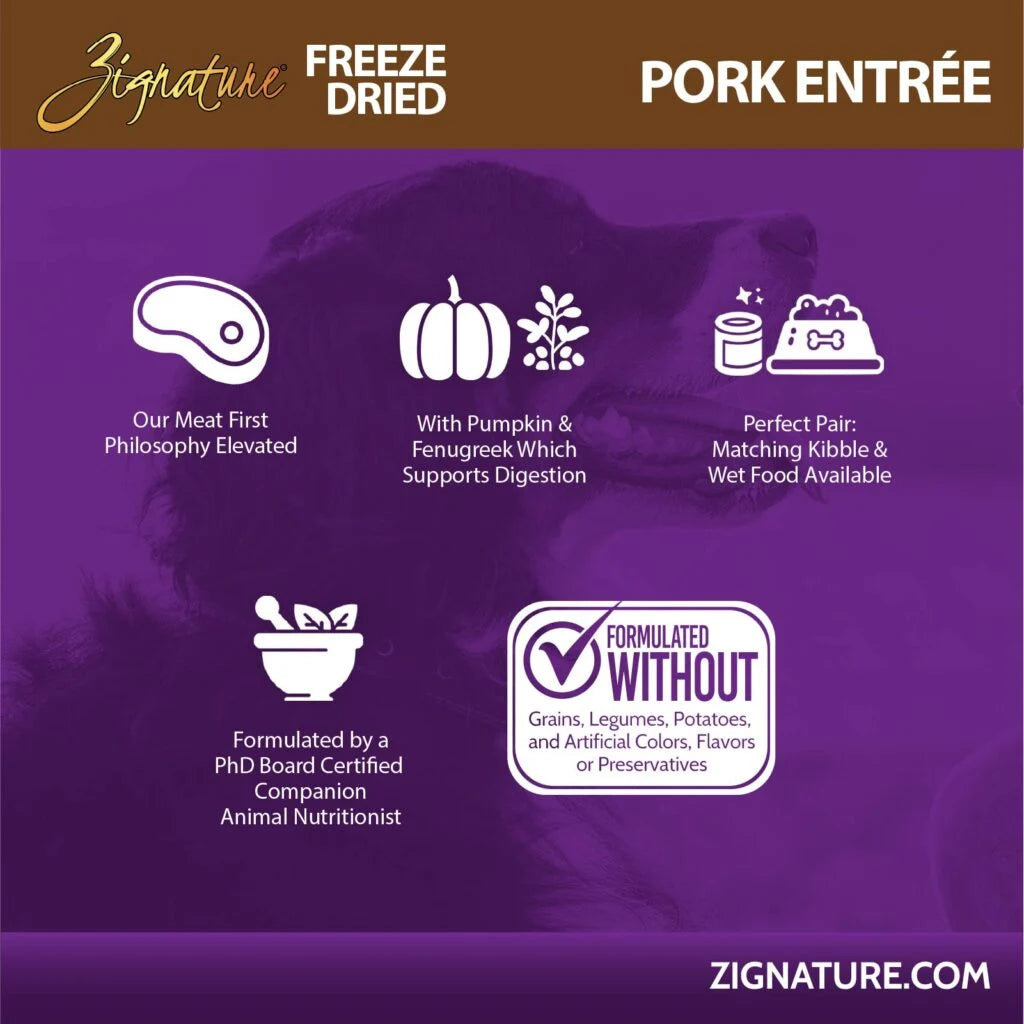 Zignature Freeze-Dried Pork Entrée Grain-Free Dog Food 4 oz