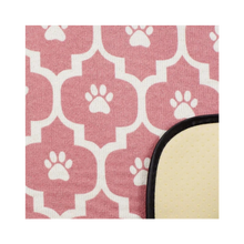 Kole Imports Pink Paw Bone Dry Machine Washable Feeding Mat