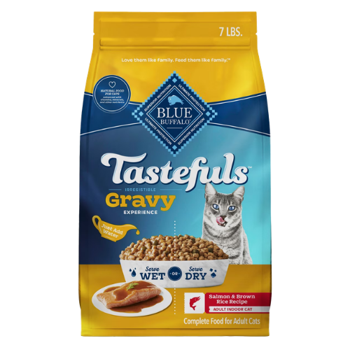 Blue Buffalo Tastefuls Irresistible Gravy Experience Adult Indoor Salmon & Brown Rice Recipe Dry Cat Food 7 lb
