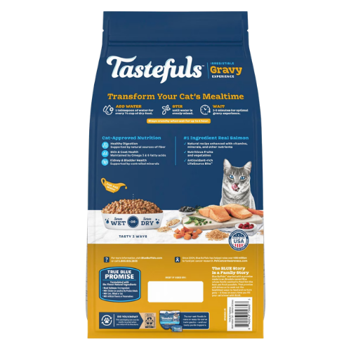 Blue Buffalo Tastefuls Irresistible Gravy Experience Adult Indoor Salmon & Brown Rice Recipe Dry Cat Food 7 lb