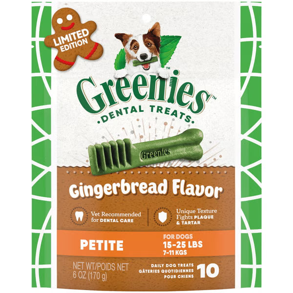 Greenies Holiday Gingerbread Flavor Dog Dental Treats, 6oz