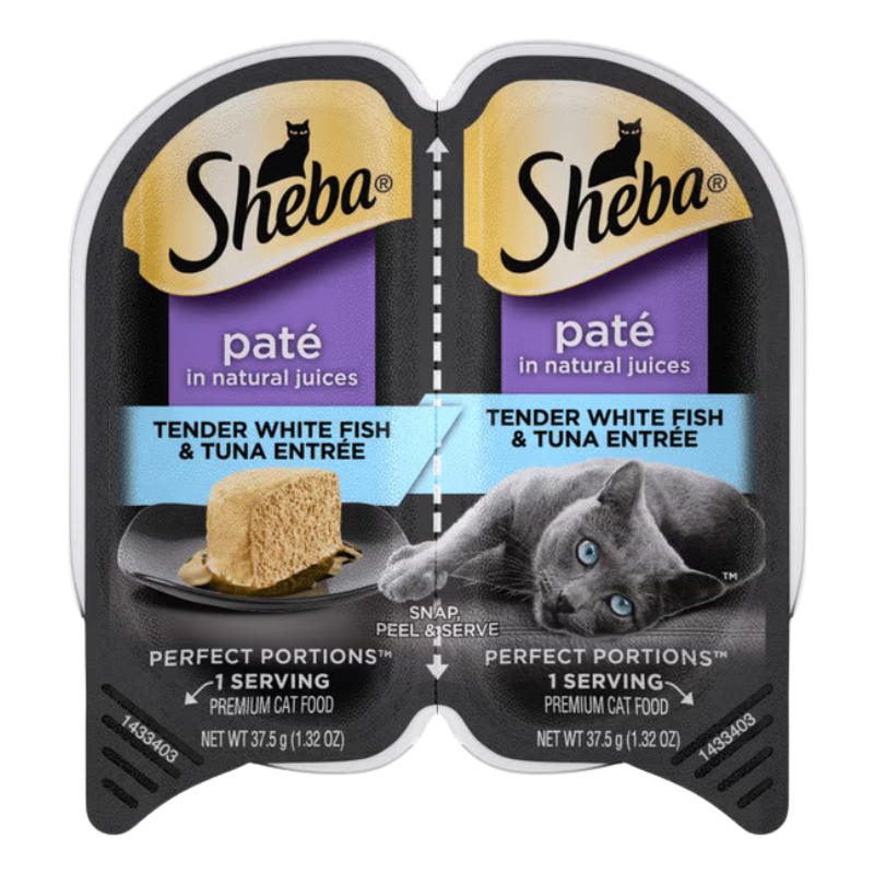 Sheba Perfect Portions Grain-Free Tender Whitefish & Tuna Entree Pate Adult Wet Cat Food Trays