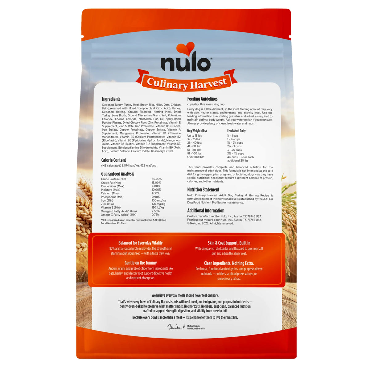 Nulo Culinary Harvest Oven-Baked Turkey & Herring Recipe for Adult Dogs