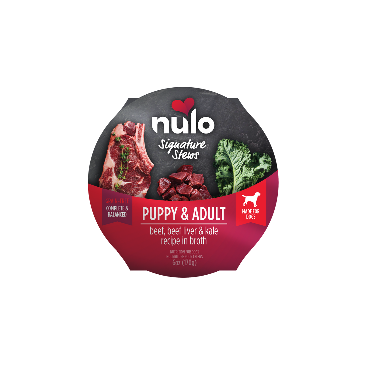 Nulo Beef, Beef Liver & Kale in Broth Signature Stew for Puppies & Adult Dogs