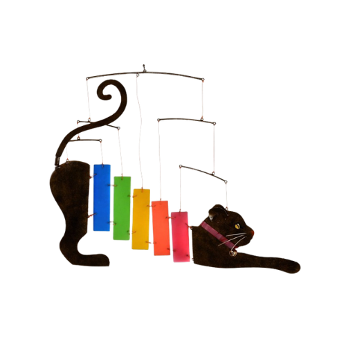 Songbird Essentials Rainbow Kittie Metal and Glass Mobile
