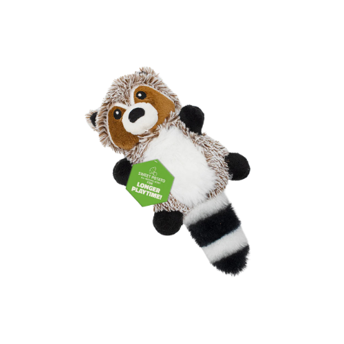 Playology Sweet Potato Scented Raccoon Plush Dog Toy Small Dog