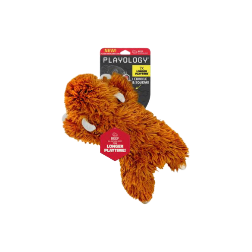 Playology Beef Scented Highland Cow Plush Squeaky Dog Toy Large Dog