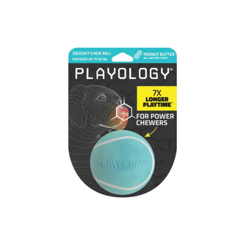 Playology Peanut Butter Scented Squeaky Chew Ball Dog Toy Extra-Large