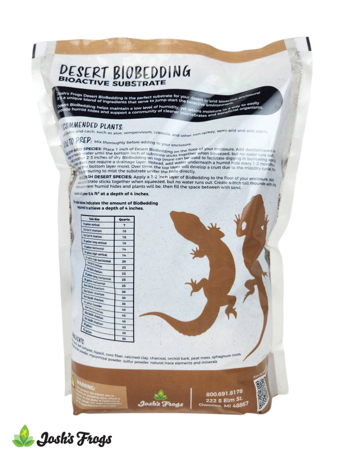 Josh's Frogs Desert BioBedding Bioactive Reptile Subtrate 4 qt