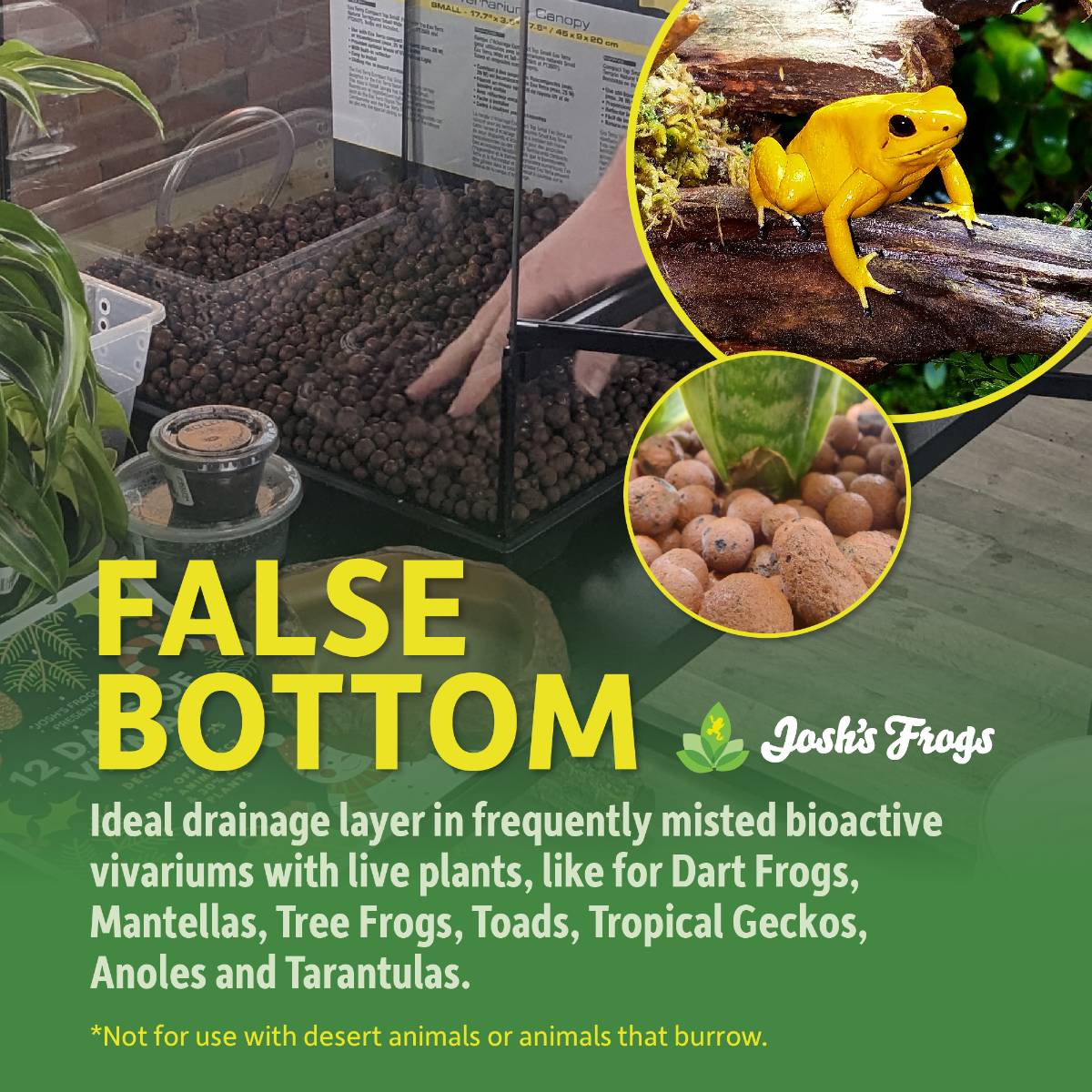 Josh's Frogs False Bottom Drainage Layer Bioactive Substrate 4 qt