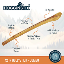 Dogginstix Bully Stick Jumbo Dog Chew 12 in
