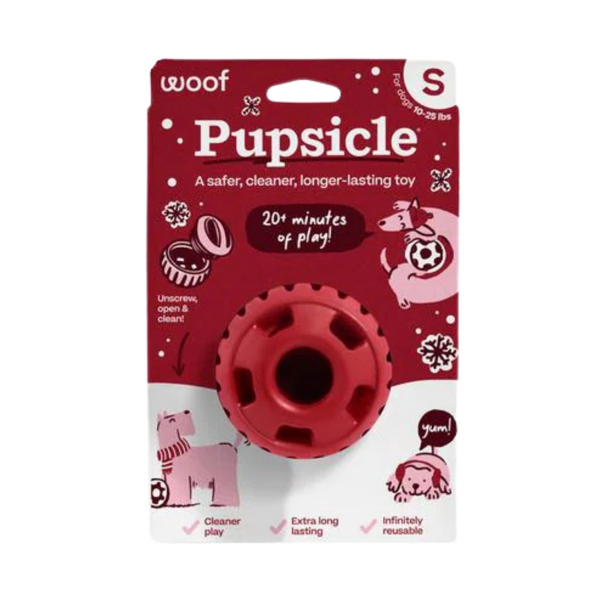 Woof Holiday Jolly Red Pupsicle Treat Dispensing Dog Toy