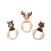 Spot Dura-Fuse Forest Animal Leather with Rope Ring Dog Toy, Assorted 11 in
