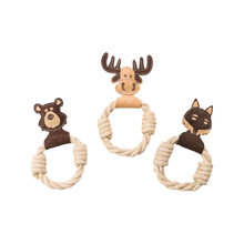 Spot Dura-Fuse Forest Animal Leather with Rope Ring Dog Toy, Assorted 11 in