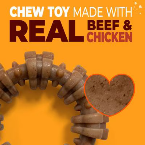 nylabone strong chew textured ring real beef chicken dog chew toy
