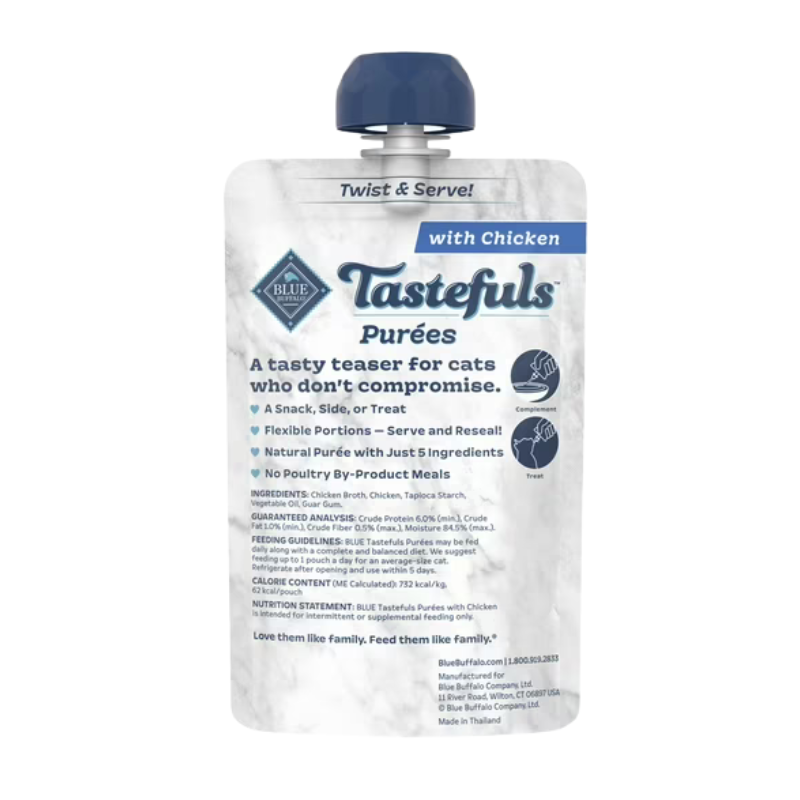 Blue Buffalo Tastefuls Purees with Chicken Natural Cat Food Complement 3 oz